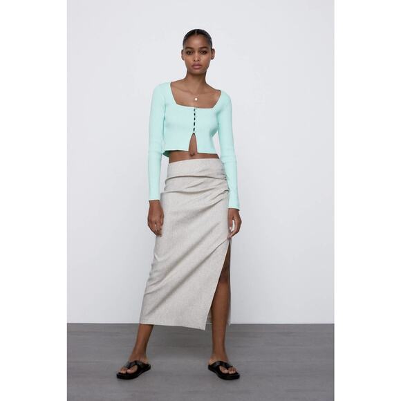 ZARA BLOGGER FAVORITE KNIT CROPPED JACKET - Picture 9 of 13